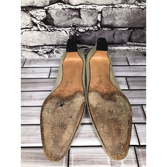 Salvatore Ferragamo Beige Leather Geometric Dress Pump Heels Women 7.5B US/38EU - Picture 9 of 16